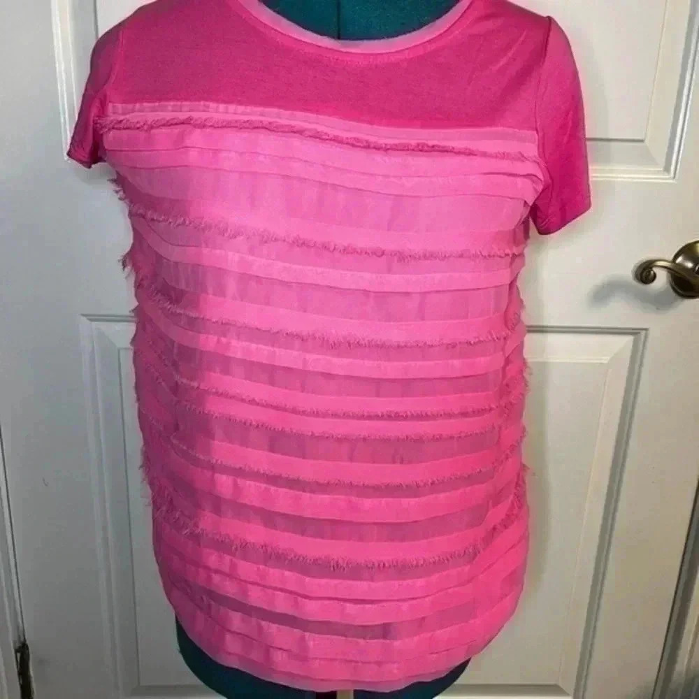 Elle Pink Short Sleeve Top Size M